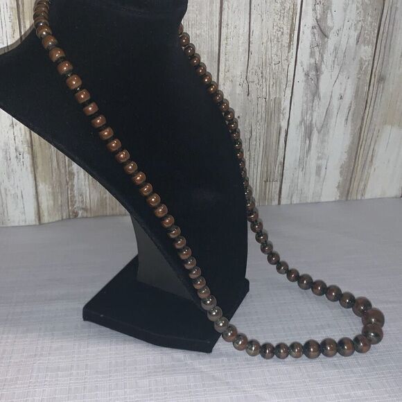 Vintage Korea Graduated Bronze Brass Beads on Chain Necklace 30” - Picture 4 of 10